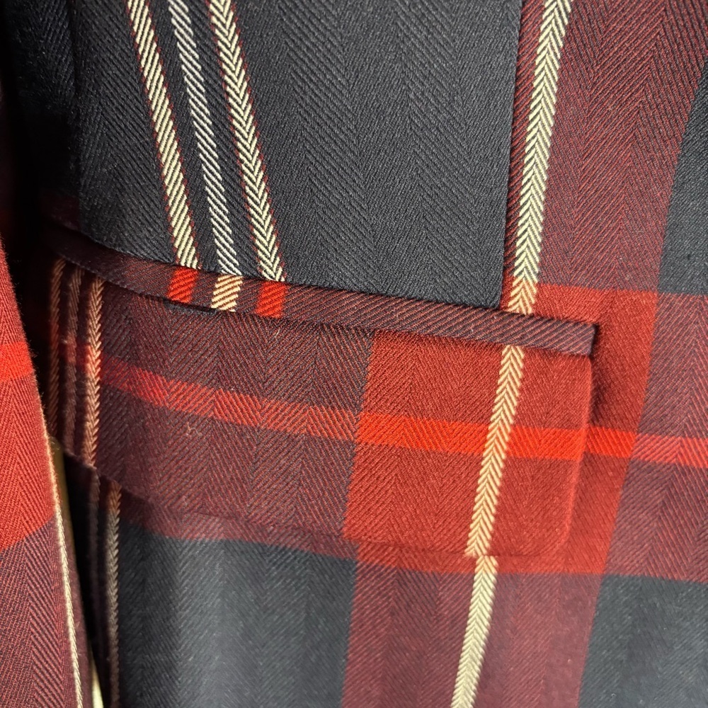 TOMMY HILFIGER Sz 10 Boston Blazer in Red and Blue Plaid Lined Shoukder Pads NEW - Picture 3 of 13